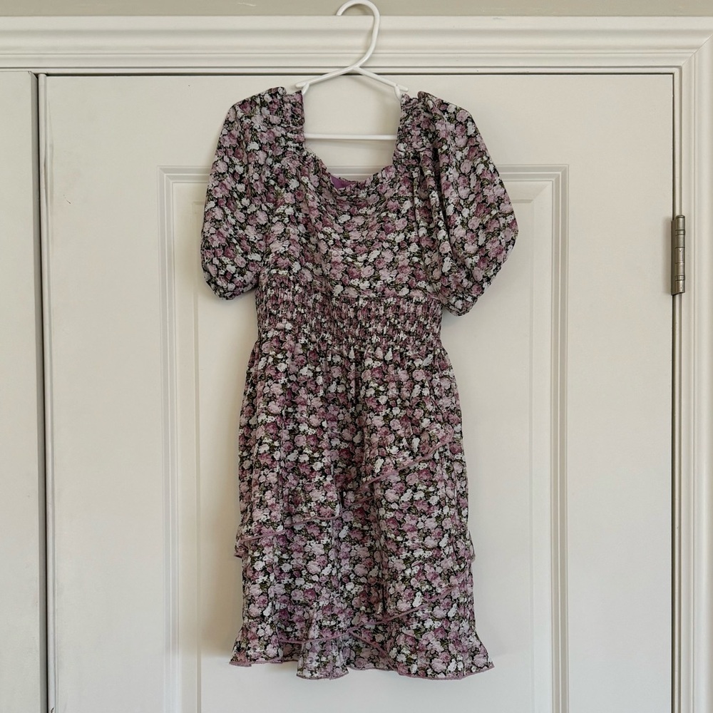 Ivy City Co Floral Kids Olivia Dress in Purple and White Size 4-5T
